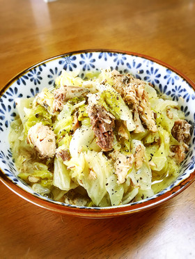 さば缶のさっぱりキャベツ蒸し